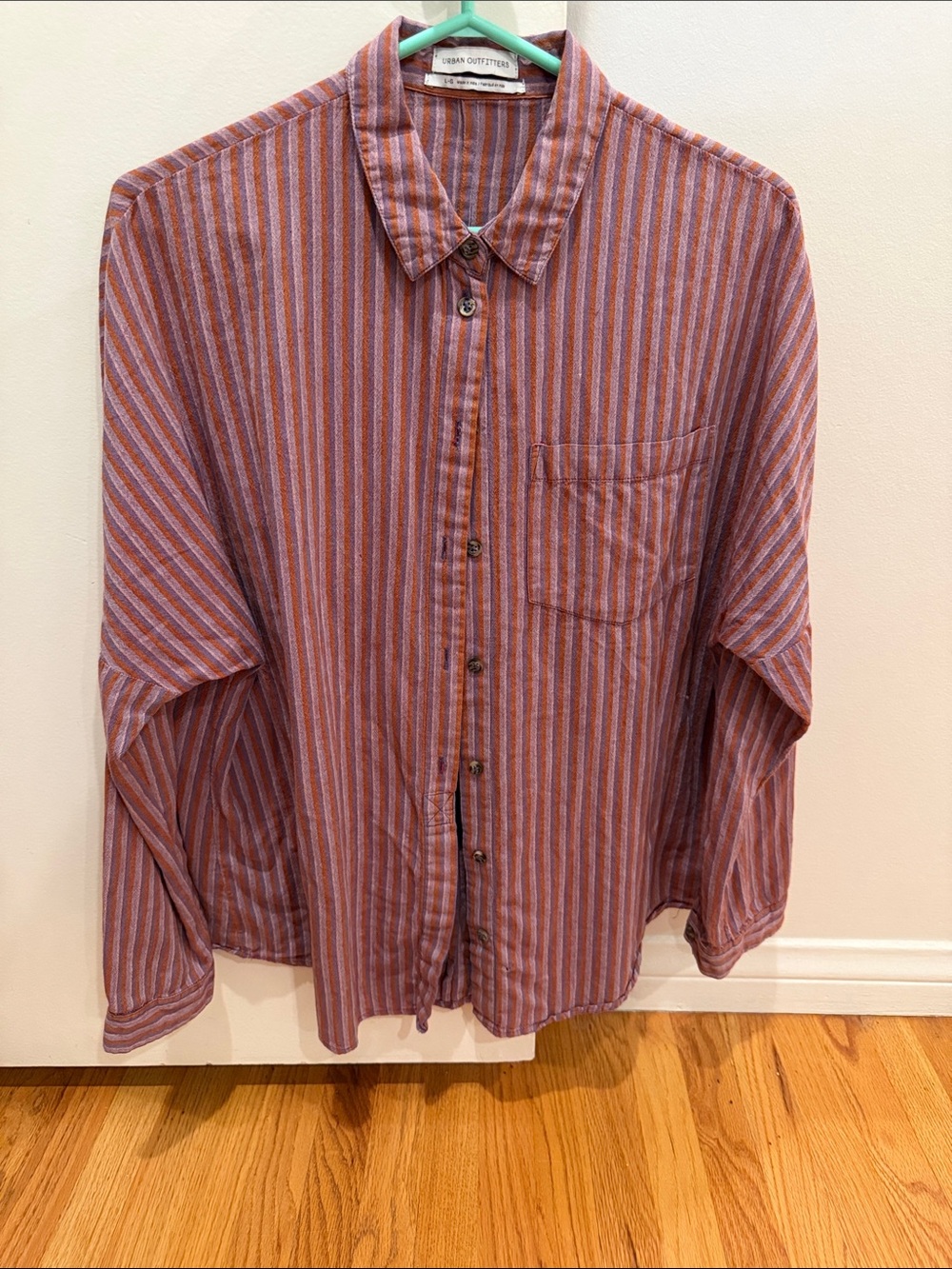 Urban Outfitters Women's purple and rust Striped Button-Down Shirt